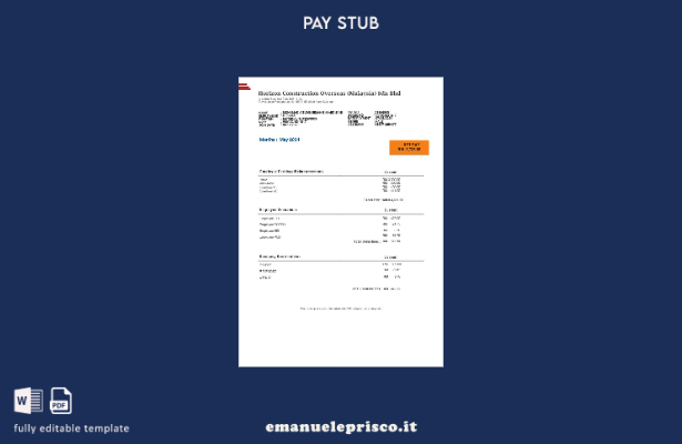stile verificato Modello di busta paga Malaysia Horizon Construction Overseas